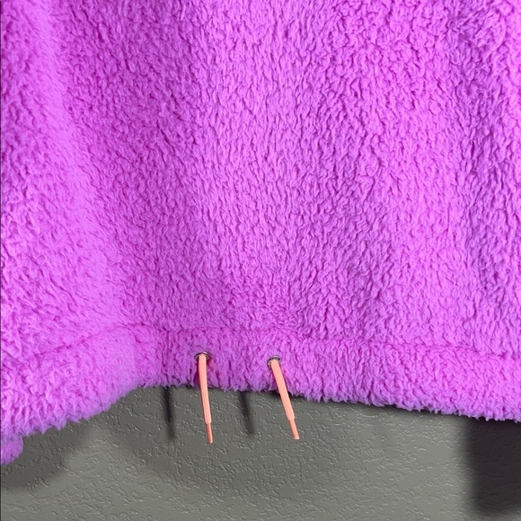 NWT Colorful Jr. Fluffy Faux Fur Sweatshirt w/ Pockets Pink White Orange Trim - Picture 6 of 9